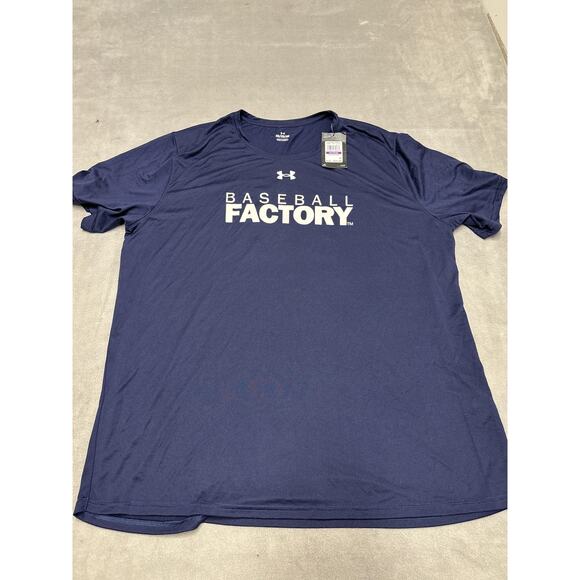 Under Armour Shirt Mens 2XL Navy Team Tech SS Baseball Factory Graphic 1376842 - Picture 1 of 6